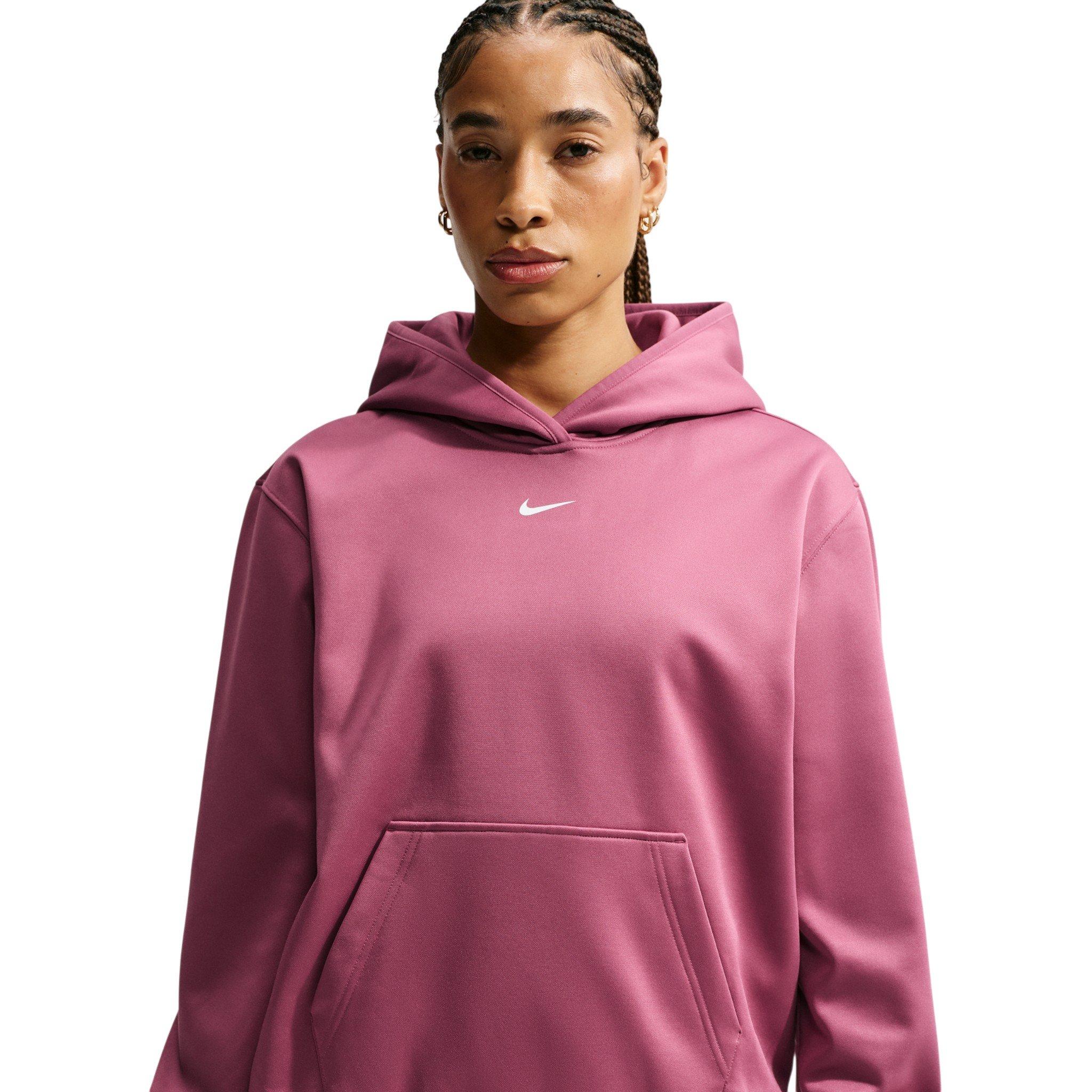 Nike Women's Studio Fleece Sport Therma-FIT Pullover Hoodie - Pink - PINK
